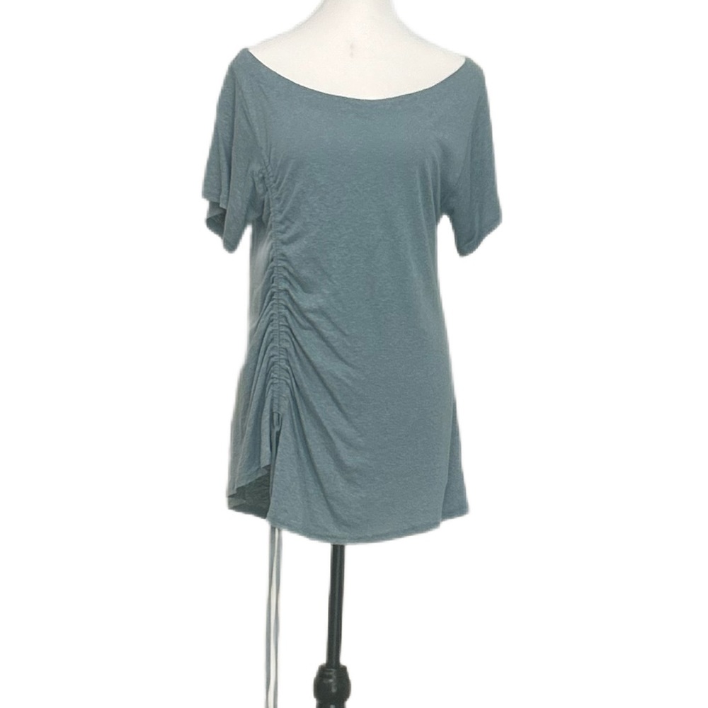 Pol Linen Blend Green Short Sleeve Top